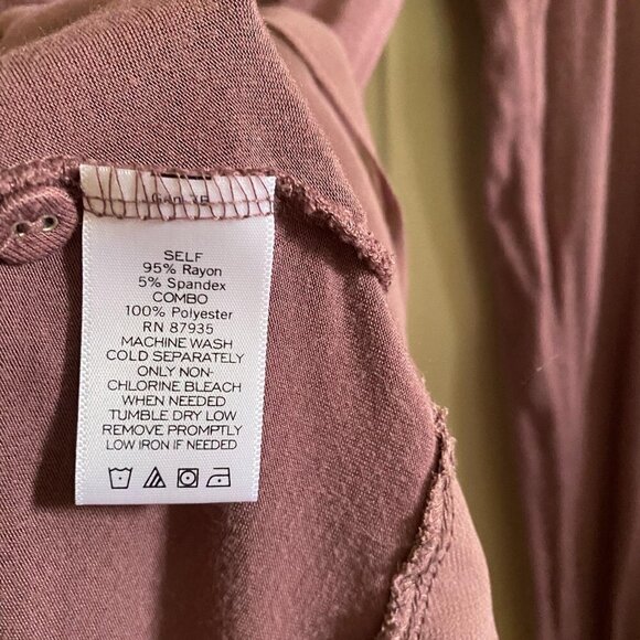 LOGO by Lori Goldstein Women's Mauve Ruffle Sheer Hem Pockets Cardigan Size XS - Picture 6 of 7